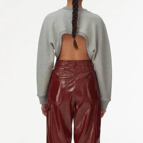 Tibi grey cropped open back sweatshirt - Picture 2 of 5
